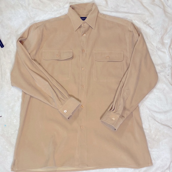 Wingo Vintage 90s Tan long sleeve button down shirt size M - Picture 1 of 7